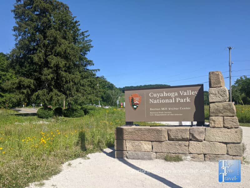 Cuyahoga Valley National Park sign at the Boston Mill Visitor Center 