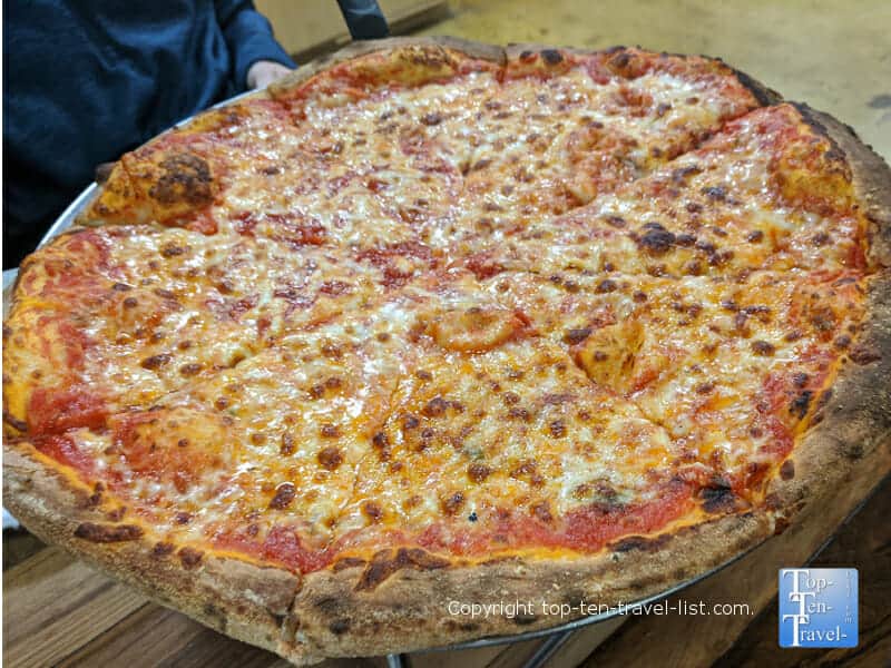 Cheese pizza at Fahrenheit in Asheville, North Carolina 