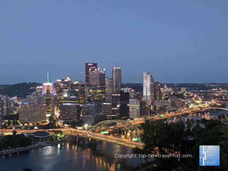 Nighttime views of Pittsburgh via the Duquesne Incline at Mt. Washington