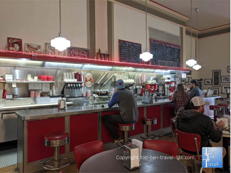 Retro 50's design at The Soda Fountain at Woolworth Walk in Asheville, North Carolina