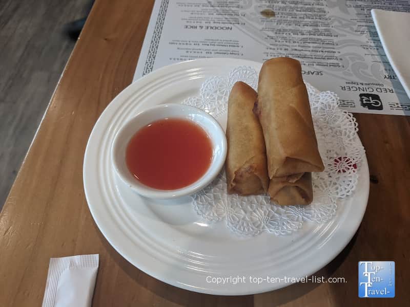 Veggie spring rolls at Red Ginger Dim Sum in Asheville, North Carolina