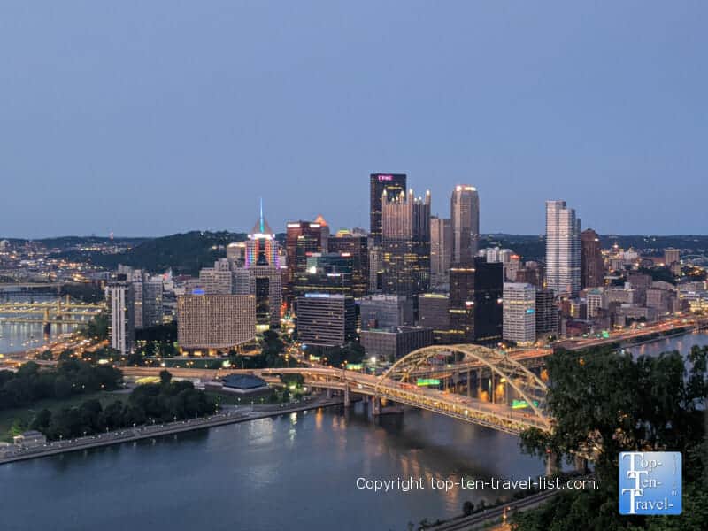 Great nighttime views of Pittsburgh via the Duquesne Incline