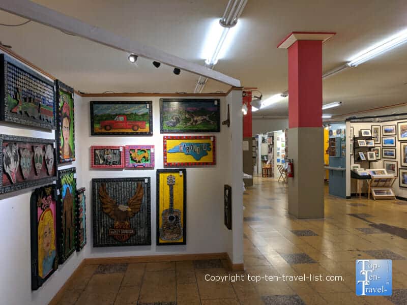 Eclectic artwork at Woolworth Walk in Asheville, NC