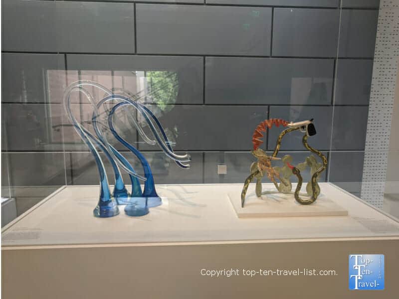 Glass blown pieces at the Asheville Museum of Art 