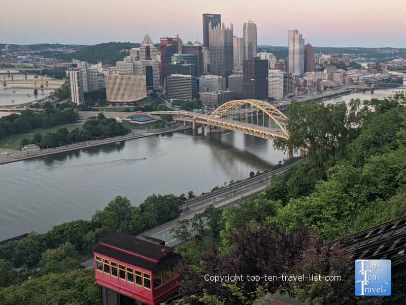 The funicular incline on Mt Washington in Pittsburgh