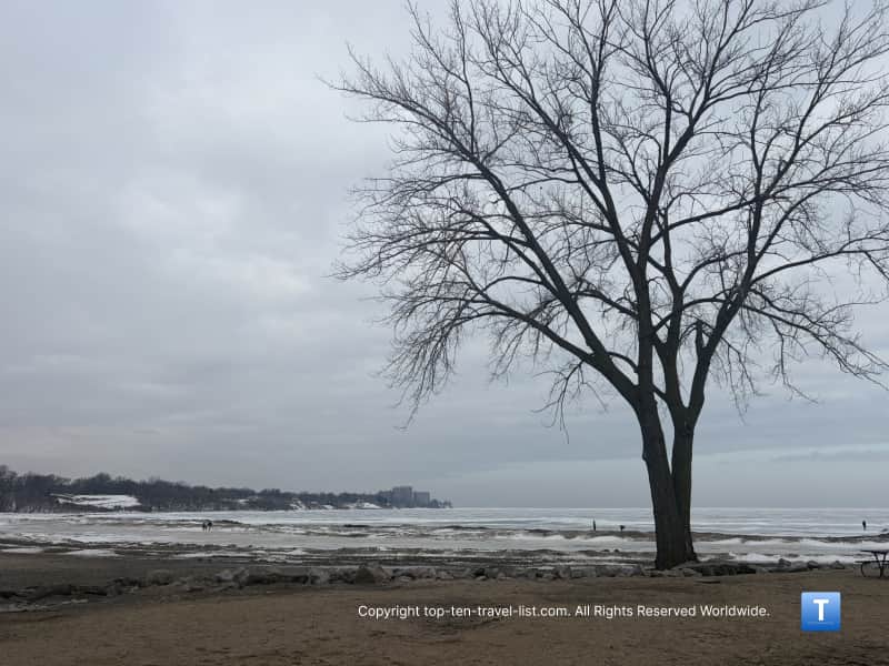 Frozen winter scenery on Lake Erie 