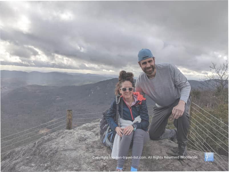 Winter hike on Whiteside Mountain in Highlands, NC