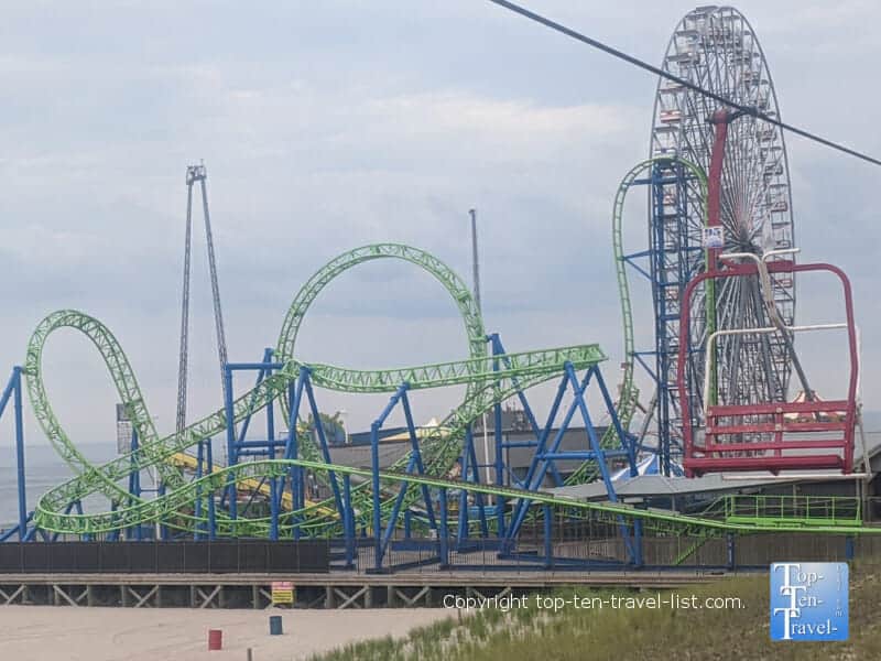 Roller coaster on the Seaside Heights, New Jersey boardwalk