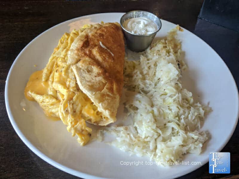 Pierogi pancake at the Rowley Inn in Cleveland, Ohio