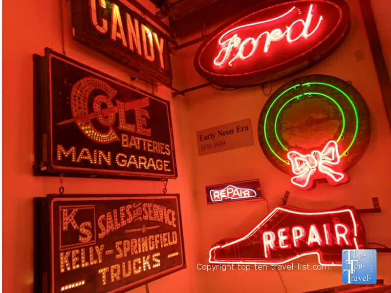 Early neon signs at The American Sign Museum in Cincinnati, Ohio