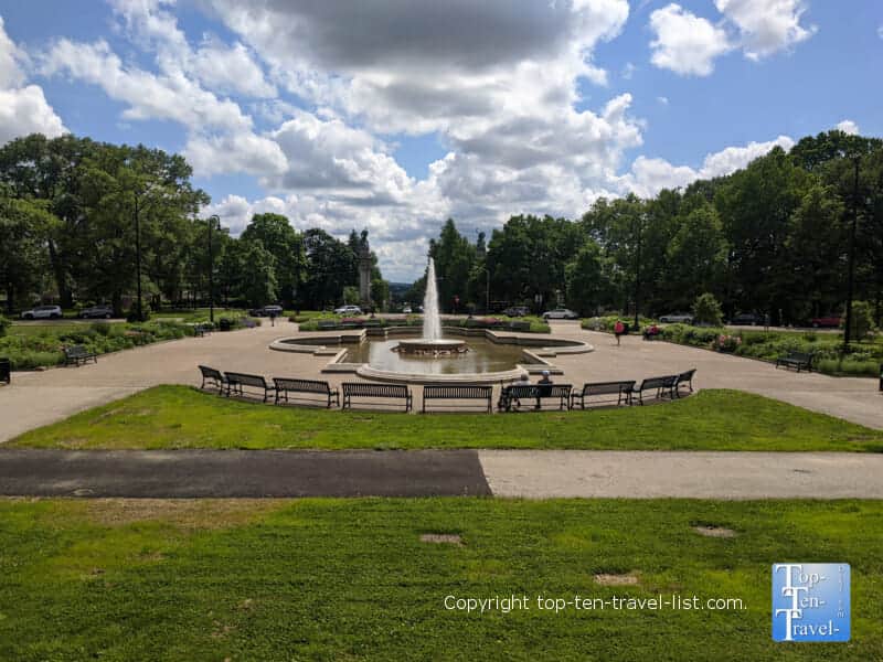 Beautiful fountain at Highland Park in Pittsburgh