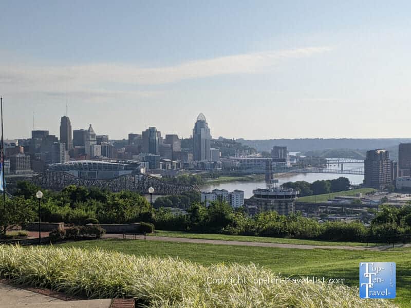 Great view of the Cincinnati skyline from Devou Park in Covington, Kentucky