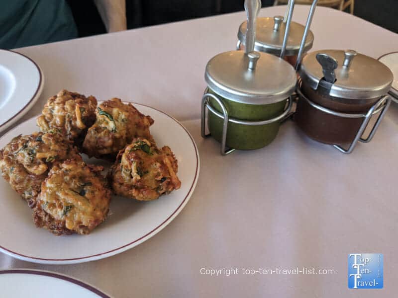 Veggie pakoras at Ambar Indian restaurant in Cincinnati