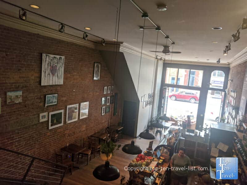 Brick walls at Delanie's Coffee in Pittsburgh 