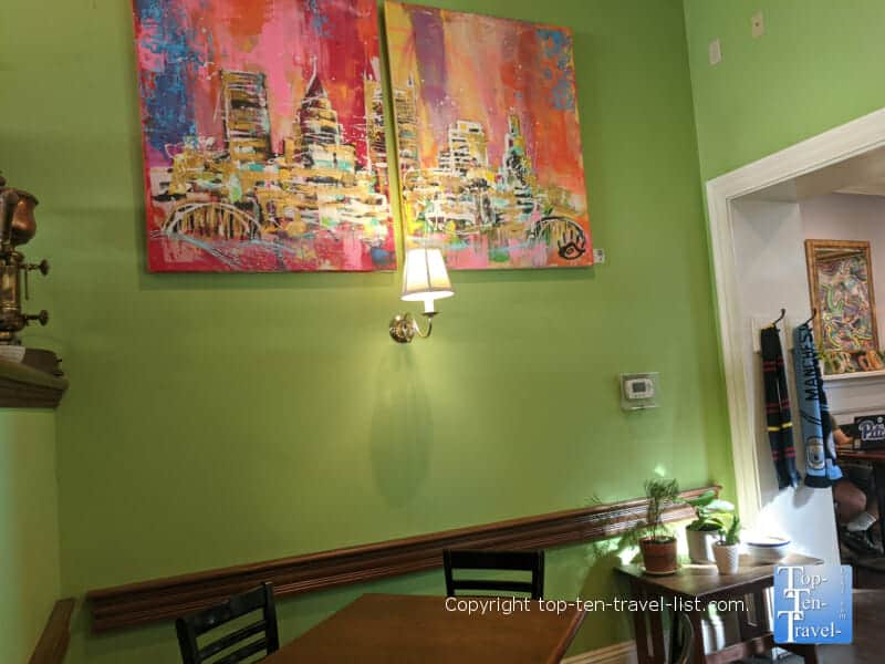 Colorful artwork at Big Dog Coffee in Pittsburgh