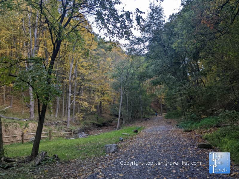 Tranquil walk at Falls Run Park in Pittsburgh, Pennsylvania 