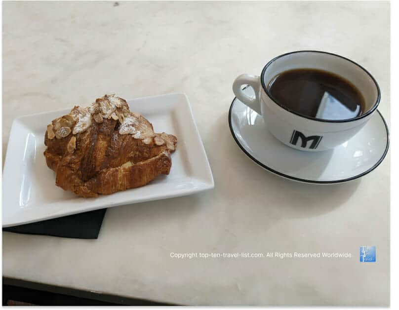 Almond croissant and American at Margaux in Pittsburgh