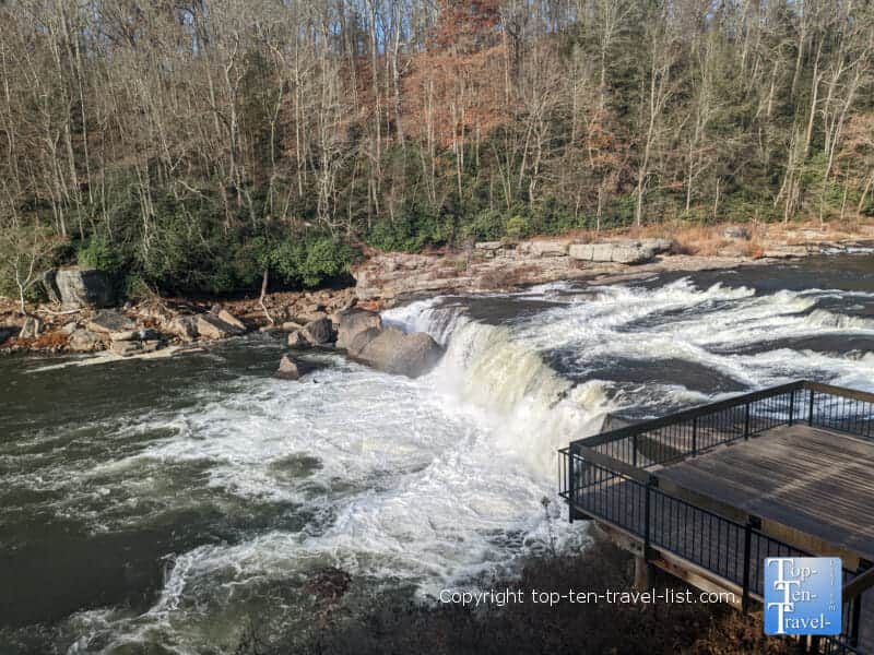 Ohiopyle Falls observation deck at Ohiopyle State Park in Pennsylvania