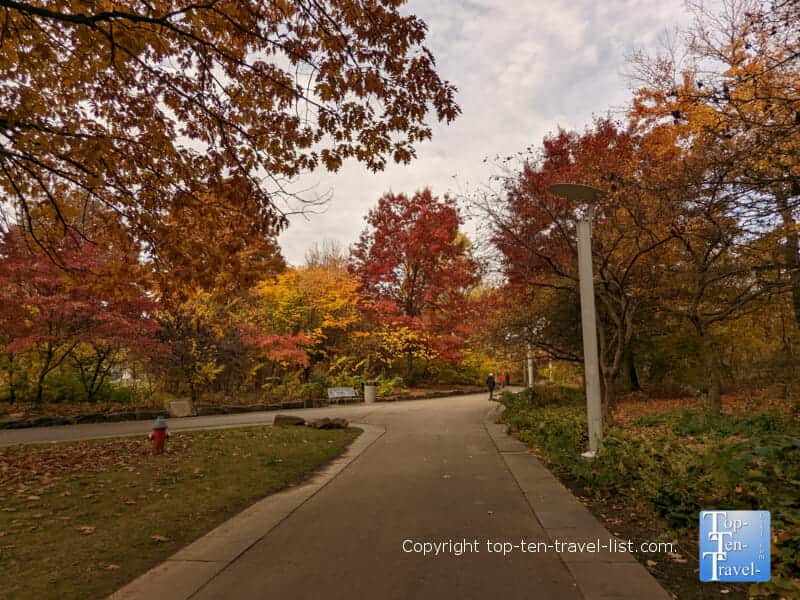 Strolling around Point State park in downtown Pittsburgh in autumn