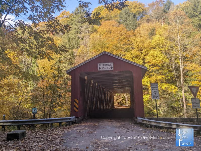 Covered bridge at McConnells Mill State Park in Autumn