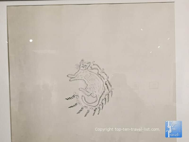 Early cat drawing at The Andy Warhol Museum in Pittsburgh