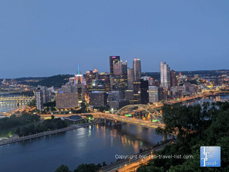 Nighttime view of Pittsburgh via Mt. Washington