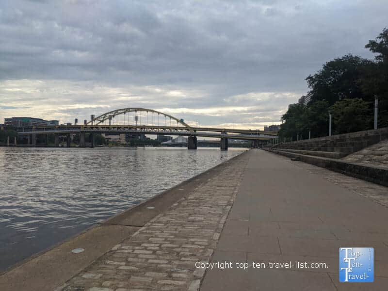 Pretty river views along the Three Rivers Heritage trail in downtown Pittsburgh