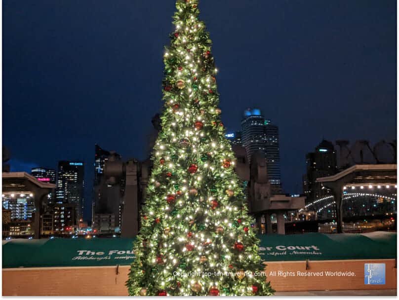 Christmas tree at Station Square in Pittsburgh