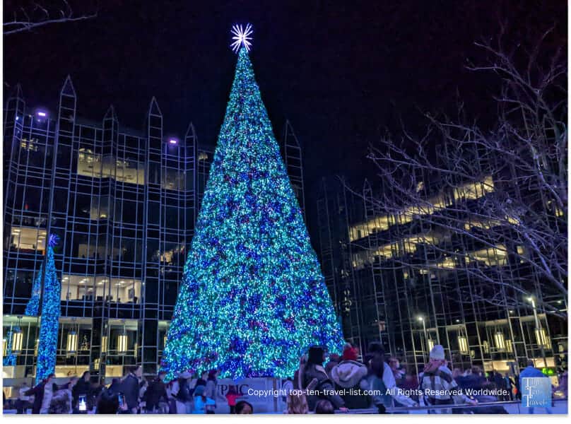 Colorful Christmas tree in downtown Pittsburgh, PA