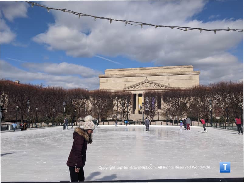 Ice skating at the National Art Gallery rink in D.C.
