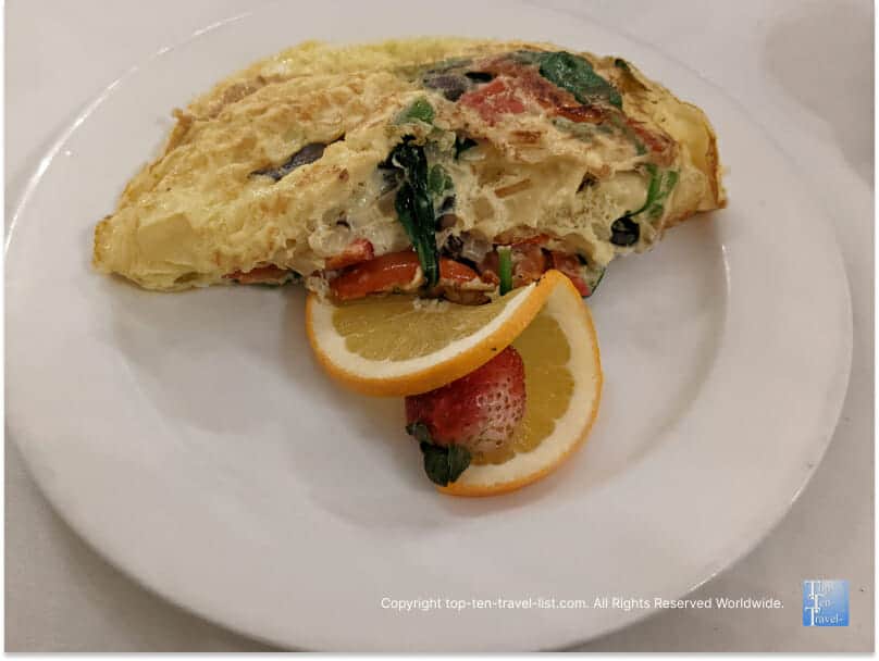 Veggie omelet at the Crystal Room at the Omni Bedford Springs