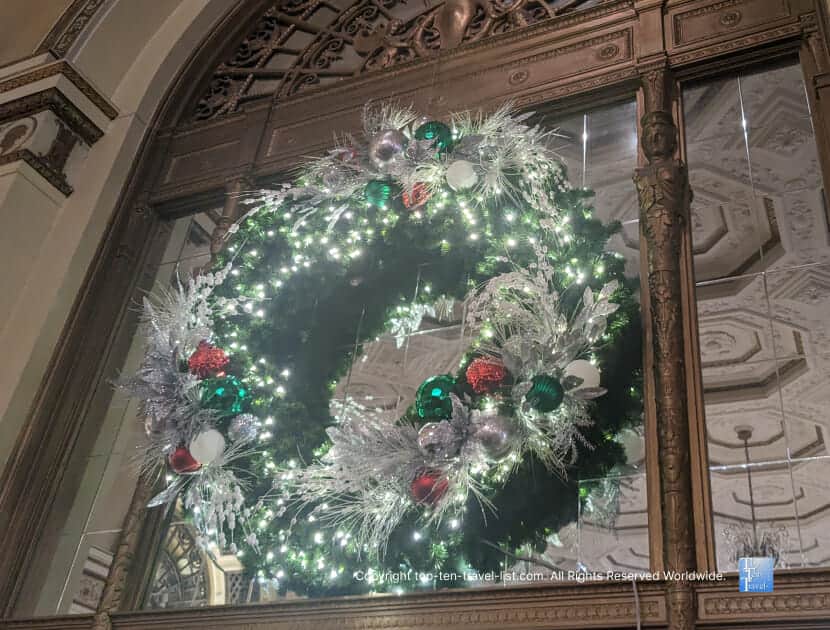 Gorgeous Christmas wreath at the Omni William Penn in Pittsburgh
