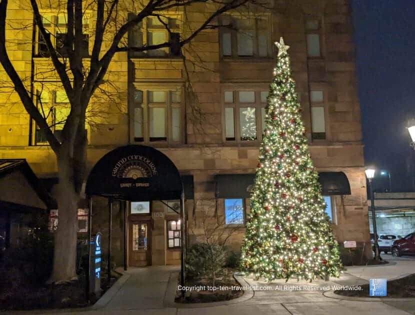 Beautiful Christmas tree at Station Square in Pittsburgh