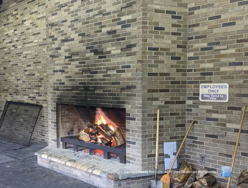 Cozy fireplace at the South Park ice rink in Bethel Park, Pennsylvania