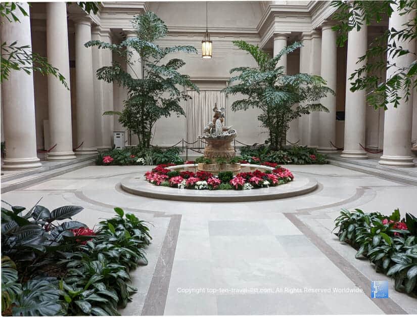 Holiday floral display at The National Gallery of Art in DC
