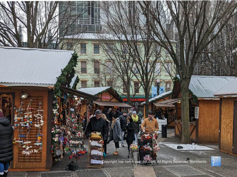 Holiday shopping market at Market Square in Pittsburgh