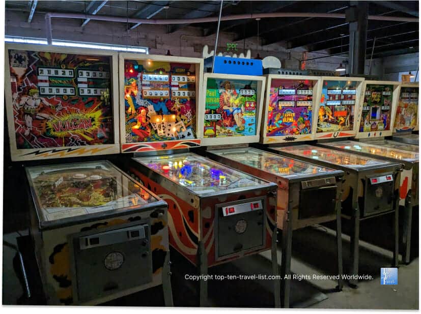 Retro pinball machines at Pinball Perfection in Pittsburgh