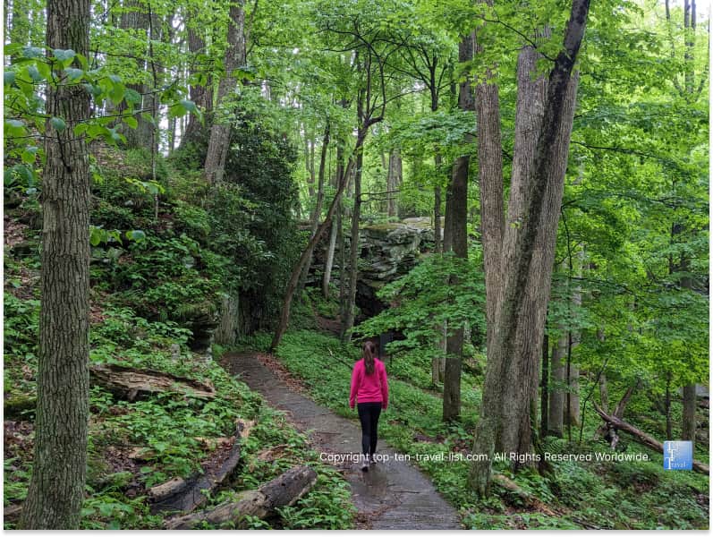 Hiking at beautiful New River Gorge National Park in West Virginia 