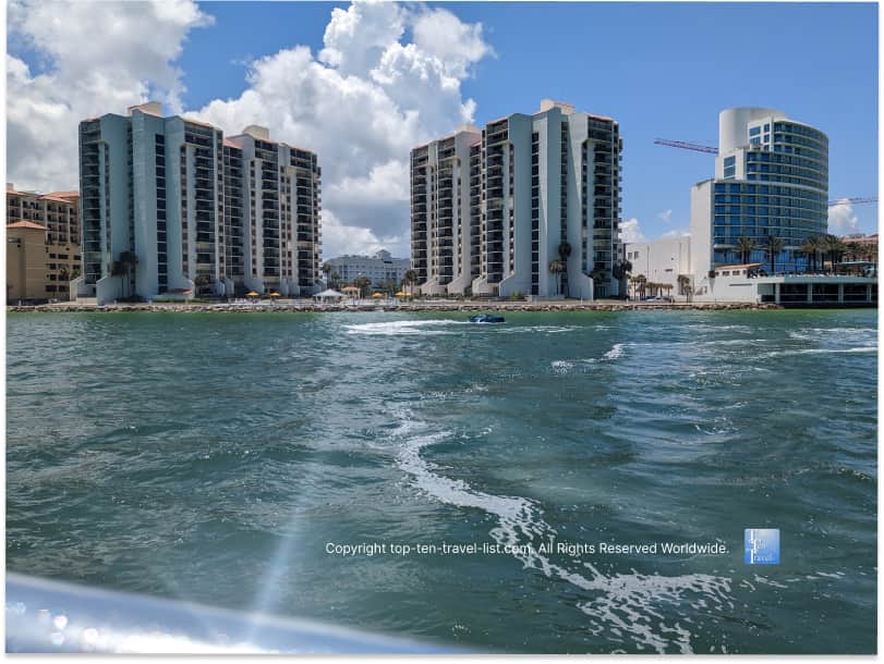 Views of Clearwater hotels from the Sea Screamer boat ride