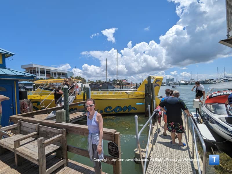 Lining up for the Sea Screamer boat ride in Clearwater