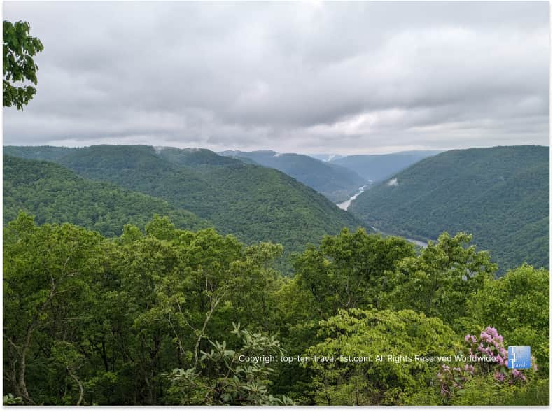 Scenic view from New River Gorge National park in West Virginia