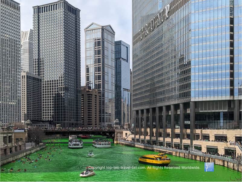Dyeing Chicago River green for St. Patrick's Day