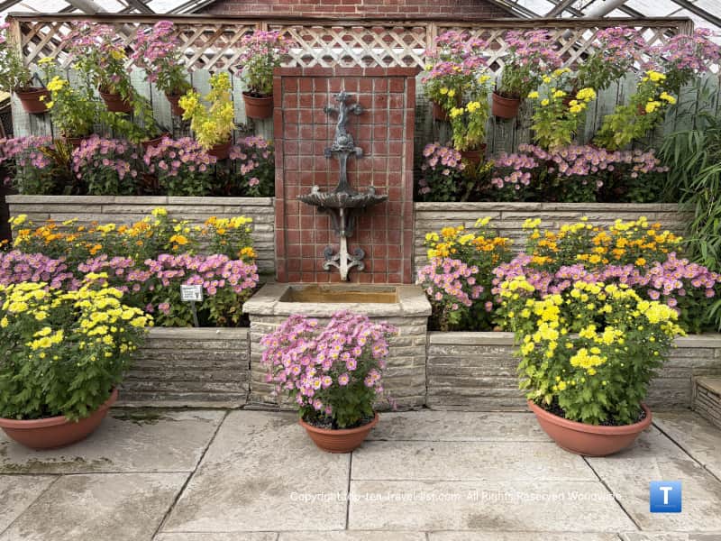 Colorful fall garden display at Rockefeller Greenhouse in Cleveland