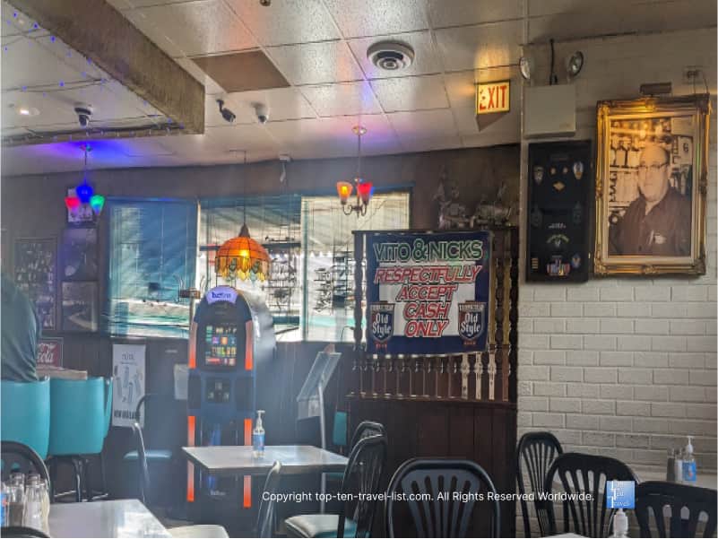 Unique old school ambiance at Vito and Nick's in Chicago 