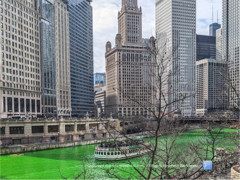 Dyeing the river green in Chicago