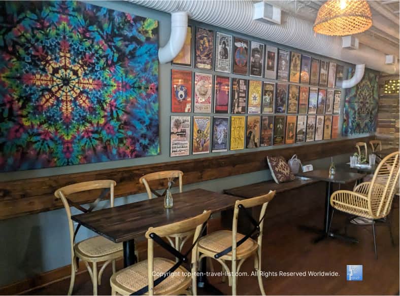 70's decor at Woodstock Cafe in Vermillion