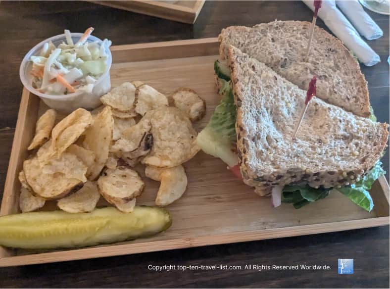 Hummus sandwich at Woodstock Cafe in Vermillion, Ohio