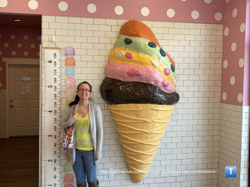 Rainbow cone photo opp at the Dyer, Indiana shop