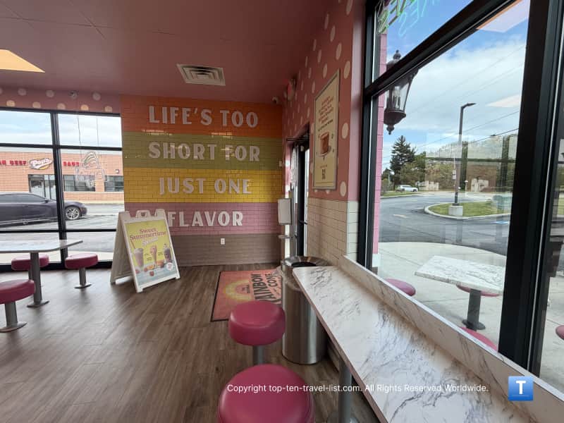 Life is too short for just one flavor sign at the Original Rainbow Cone in Dyer, Indiana