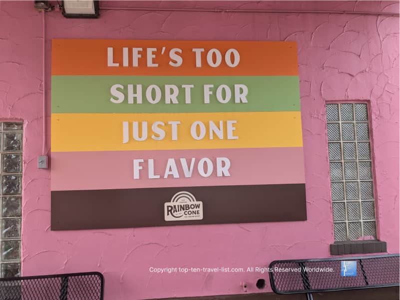 Colorful sign at the Orig Rainbow Cone in Chicago
